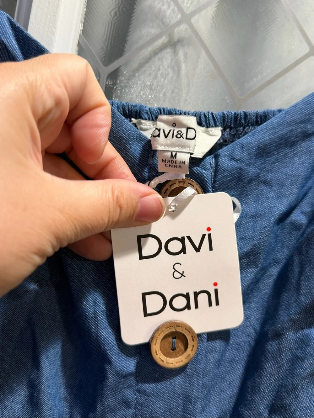 DAVI & DANI Blue Button-Front Casual Sundress